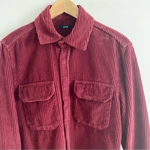 𝅺BENSON Asheville Snap Button Corduroy Cotton Shirt Jacket Plum Red Down Casual - Picture 7 of 15